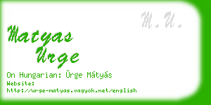 matyas urge business card
